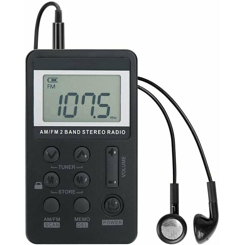 YMYNY Tragbares Mini-FM/AM-Dualband-Radio, Mini-Walkman-Radio mit digitaler Abstimmung, Kopfhörer, Sperrbildschirm zum