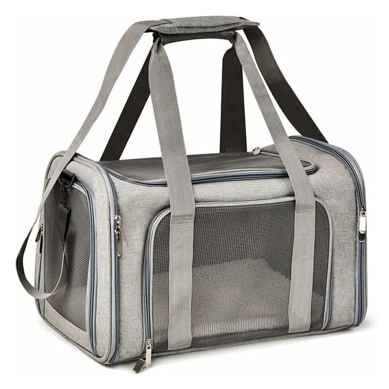 Tragetasche für Katzen und Hunde, faltbare Tragetasche, Haustiertasche, atmungsaktive Katzentragetasche (l, Grau) - Ymyny