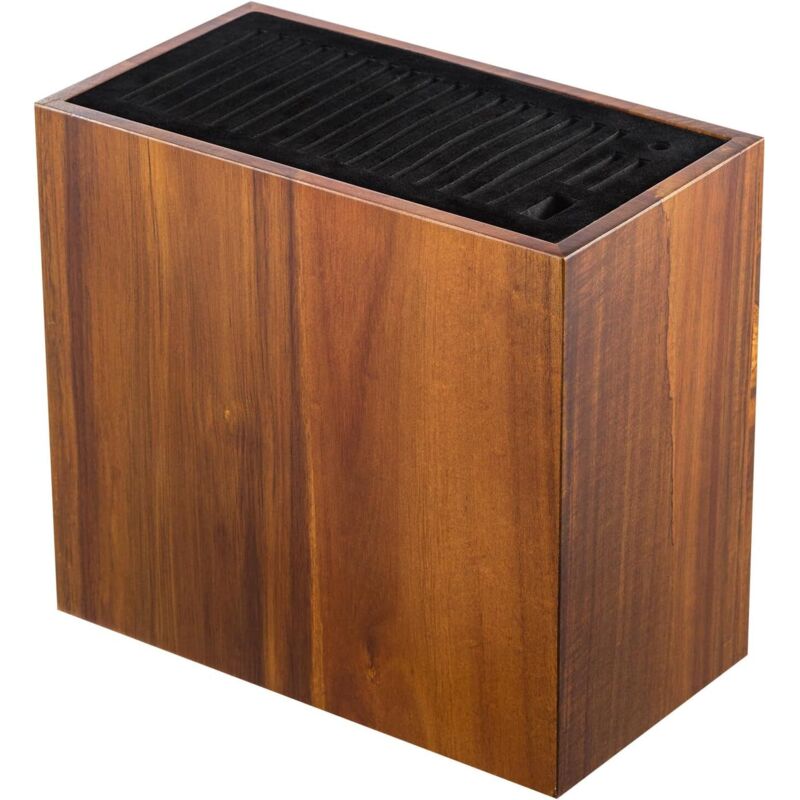 YORKING Messerblock aus Akazienholz Schlitzen für Scheren und Schärfstab Messer Block unbestückt ohne Messer aus Holz Messerhalter für Küchenmesser