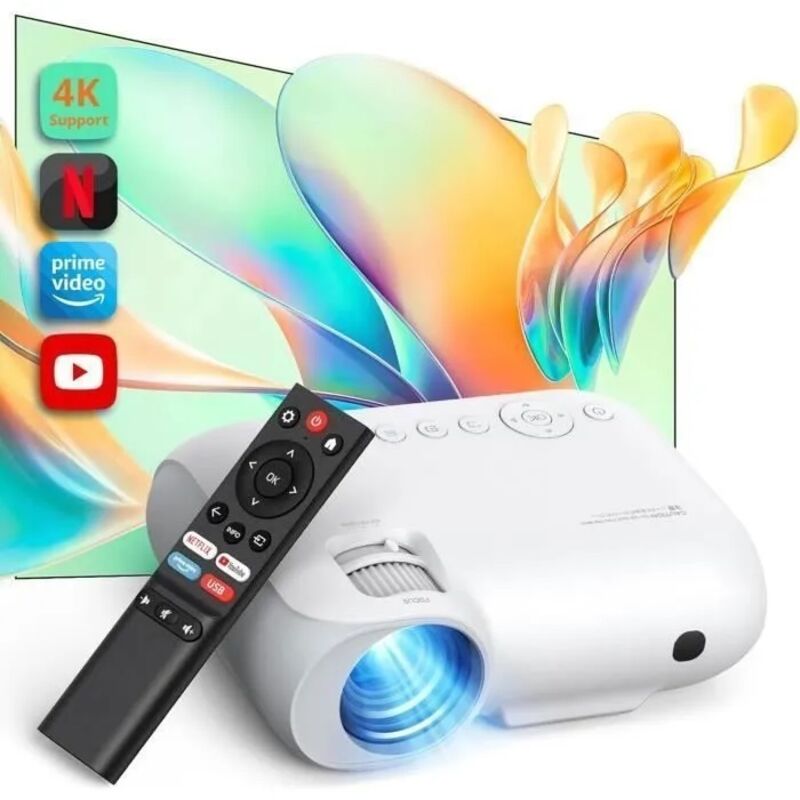 Yoton Y9 Beamer 4K mit 400 ANSI Lumen Integriertes WiFi Bluetooth Netflix YouTube Kompatibel mit HDMI USB Android