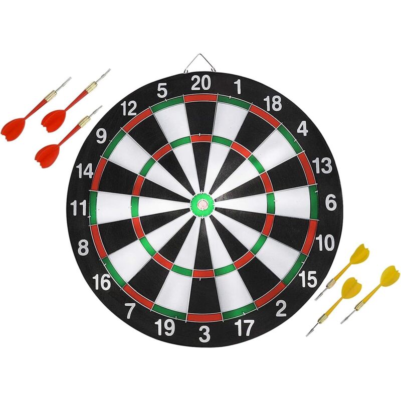 Youyijia Dartscheibe Steeldart Klassische Dartboards 35cm mit 6 Dartpfeile Rotierender Nummernrin