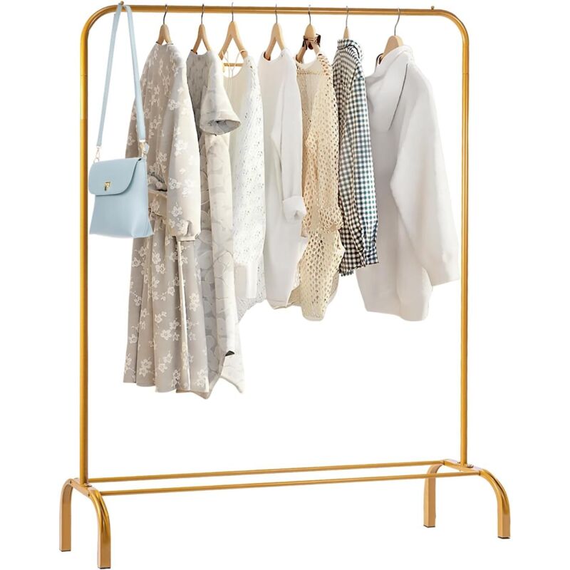 Youyijia Kleiderständer Garderobenständer Trockengestell Metall Kleiderständer mit Unterer Ablage Multifunktional Kleiderstange (Kleiderbügel, Gold)