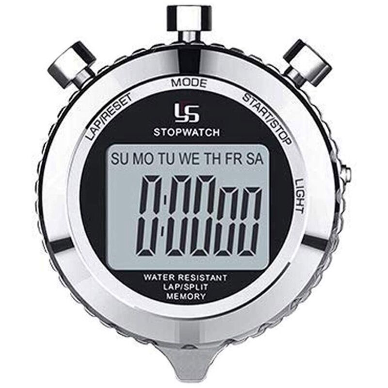 YS Digitaler Stopp Uhr Timer Metall Stopp Uhr mit Hintergrund Beleuchtung, 2 Runden Stopp Uhr Timer für SportwettkäMpfe