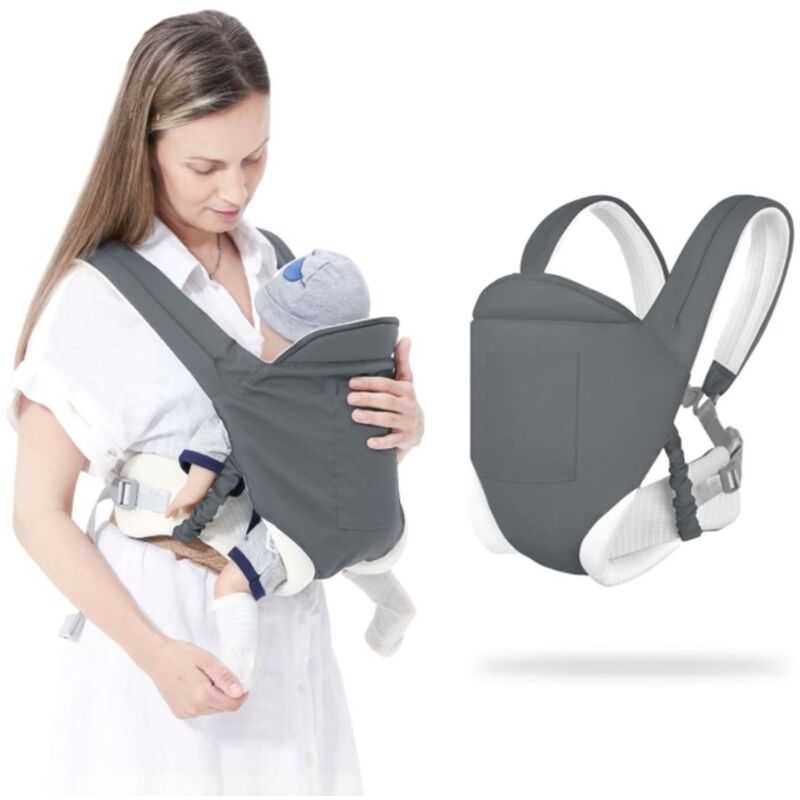 Ysinobear Multifunktionale Babytrage – 0 bis 36 Monate – Verstellbarer Multifunktionsgurt – Schützt Babys Gelenke – Grau