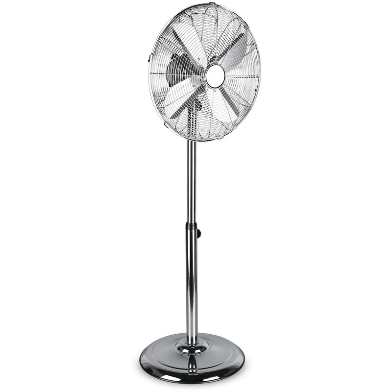 Ystadt - Standventilator aus verchromtem Metall �45. Standventilator mit oszillierendem und kippbarem Geh�use, einstellbarer H�he und dreifacher