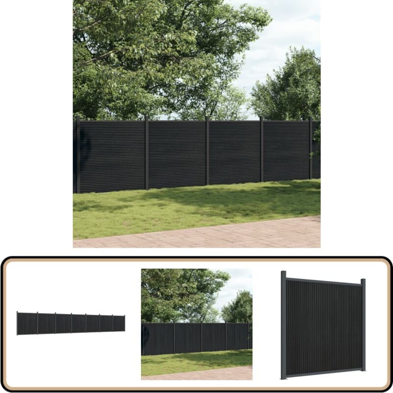 Zaunelement Grau 1218x186 cm wpc - Zaun - Holz-Kunststoff-Komposit - wpc Zaun - Gartenzaun - Sichtschutzzaun