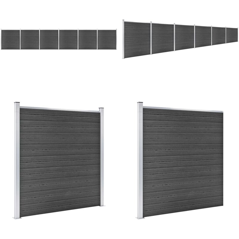 Zaunelement Set wpc 1045x186 cm Schwarz - Gartenzaun - wpc Zaun - Holzzäun - Privacy Screen - Zaunsystem - Home & Living