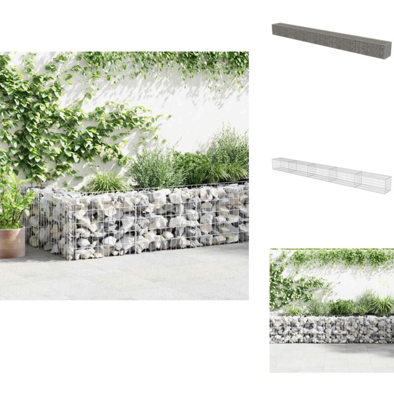 Vidaxl - Gabionenwand mit Abdeckung Verzinkter Stahl 600×50×50 cm - Gabionenwand - Stahltrennung - Gartenzaun - Sichtblende - Terrassenbegrenzung