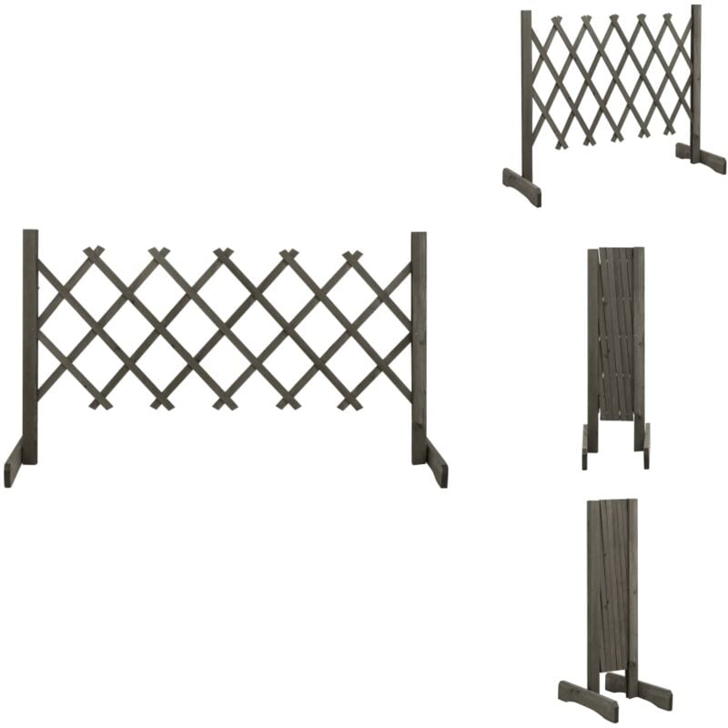 Garten-Rankzaun Grau 120x60 cm Massivholz Tanne - Holz Zaun - Gartenzaun - Rankzaun - Holzspalier - Tannenholz Zaun