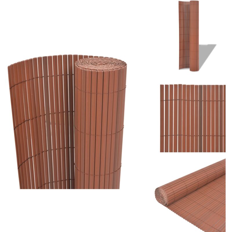 Gartenzaun Doppelseitig PVC 90 x 300 cm Braun - Gartenzaun - PVC-Zaun - Sichtschutz - Gartenabgrenzung - Balkonschutz