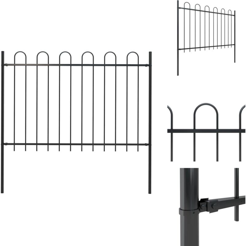 Vidaxl - Gartenzaun mit Bügel-Design Stahl 1,8 m Schwarz - Gartenzaun - Stahllzaun - Schwarz - Metallzaun - Sicherheitszaun