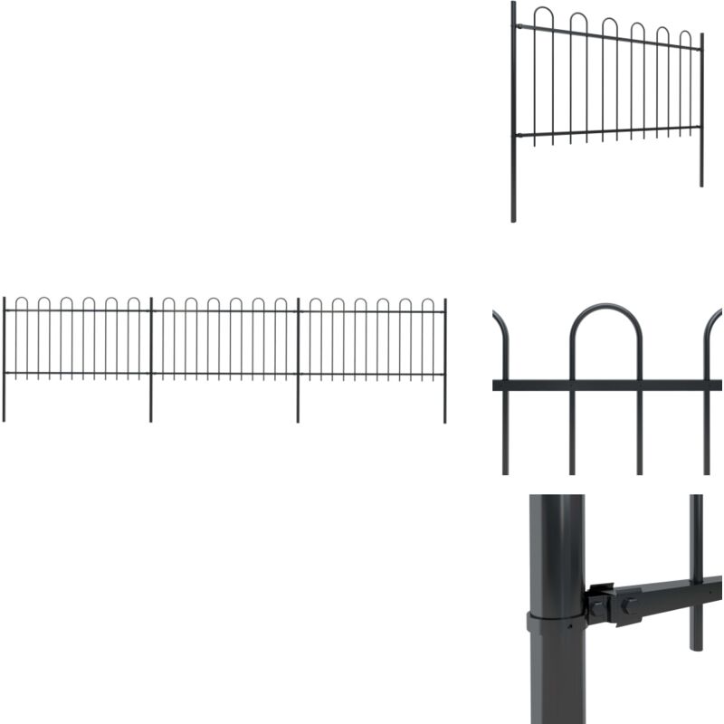 Gartenzaun mit Bügel-Design Stahl 5,1 x 1 m Schwarz - Gartenzaun - Stahltür - Metallzaun - Sicherheitszaun - Zierzaun