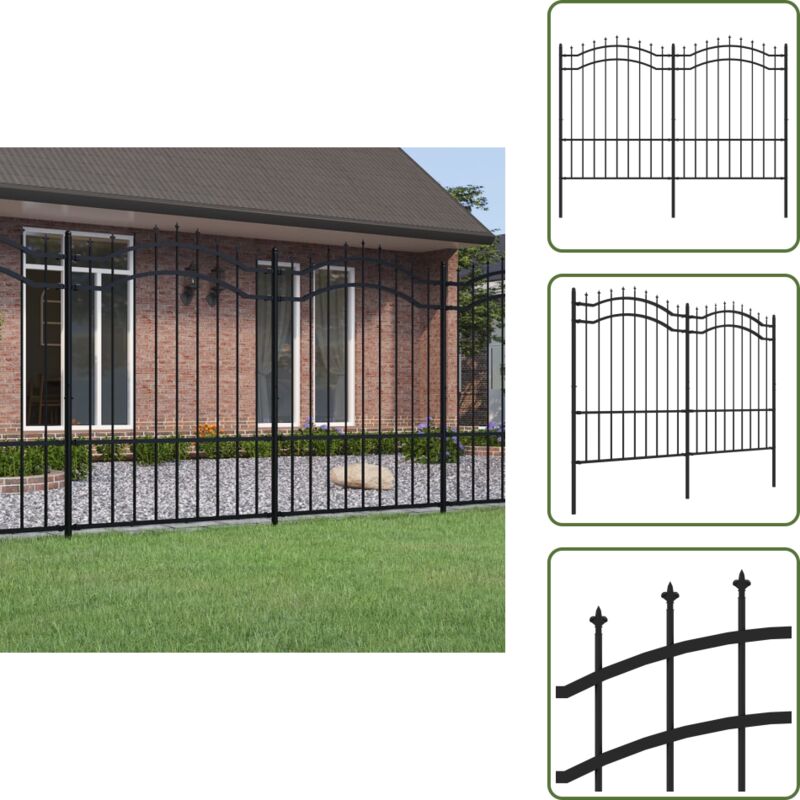 Gartenzaun mit Speerspitzen Schwarz 190 cm Stahl - Gartenzaun - Stahlezaunt - Metallzaun - Sicherheitszaun - Schwarz