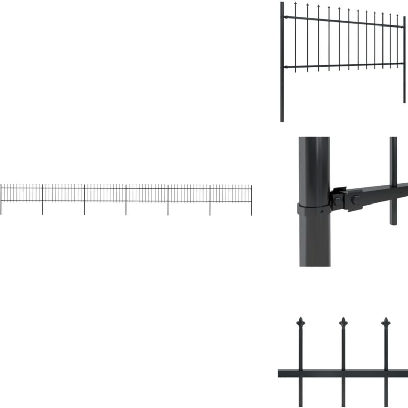 Vidaxl - Gartenzaun mit Speerspitzen Stahl 10,2 x 0,8 m Schwarz - Gartenzaun - Stahlezaunt - Metallzaun - Zaun Schwarz - Zierzaun