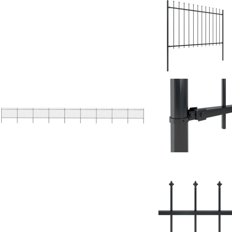 Vidaxl - Gartenzaun mit Speerspitzen Stahl 15,3 x 1,2 m Schwarz - Gartenzaun - Stahlezaunt - Metallzaun - Zaun Schwarz - Zierzaun