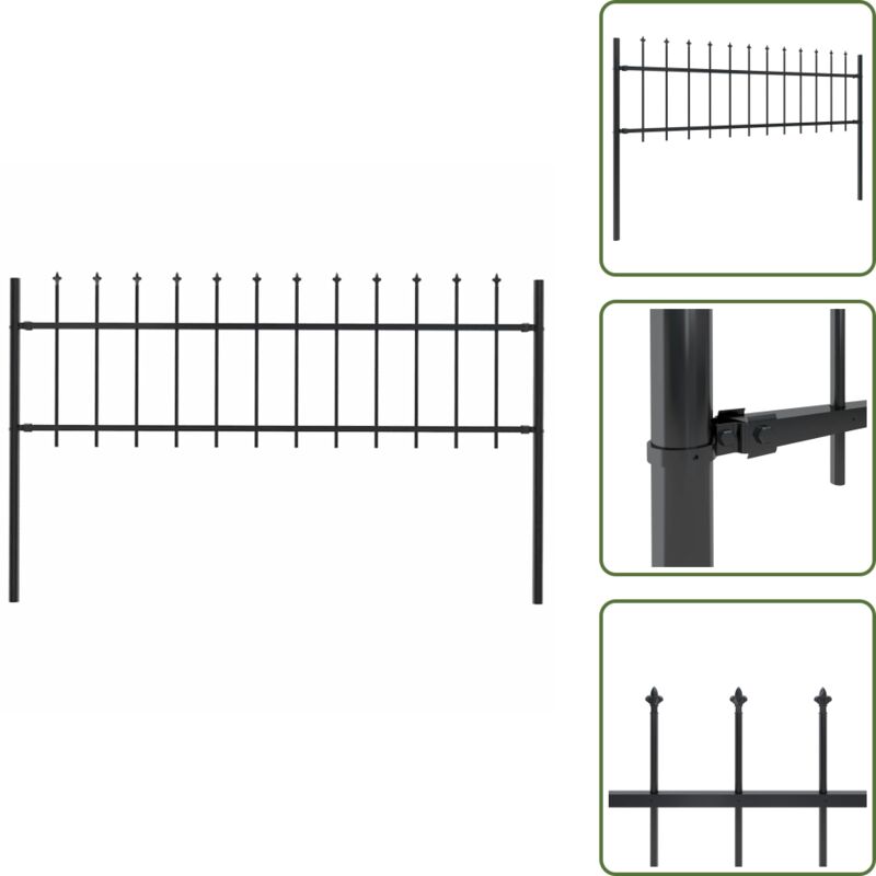 Gartenzaun mit Speerspitzen Stahl 1,8 m Schwarz - Gartenzaun - Metallzaun - Stacheldrahtzaun - Sicherheitszaun - Gartenabgrenzung