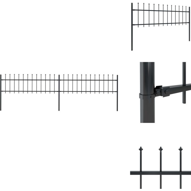 Gartenzaun mit Speerspitzen Stahl 3,4 x 0,6 m Schwarz - Gartenzaun - Stahlezaunt - Metallzaun - Zierzaun - Absperrzaun