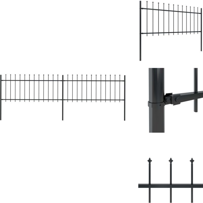 Gartenzaun mit Speerspitzen Stahl 3,4 x 0,8 m Schwarz - Gartenzaun - Stahlezaunt - Metallzaun - Zaun Schwarz - Dekozaun