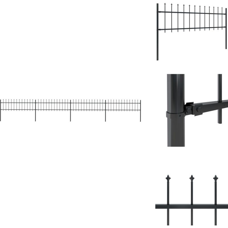 Gartenzaun mit Speerspitzen Stahl 6,8 x 0,6 m Schwarz - Gartenzaun - Stahlezaunt - Metallzaun - Zierzaun - Absperrzaun