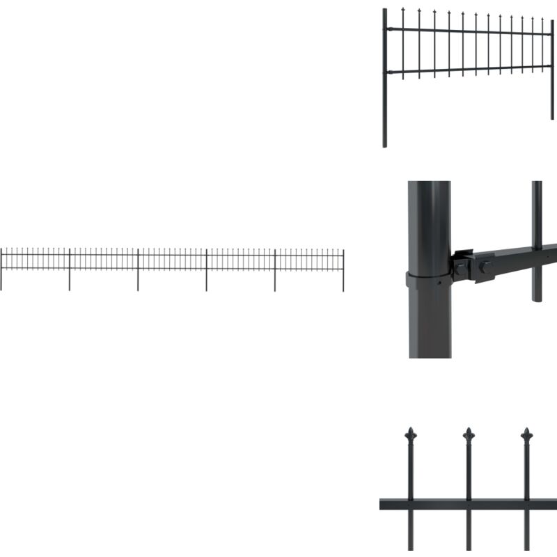 Gartenzaun mit Speerspitzen Stahl 8,5 x 0,6 m Schwarz - Gartenzaun - Stahlezaunt - Metallzaun - Zaun Schwarz - Zierzaun