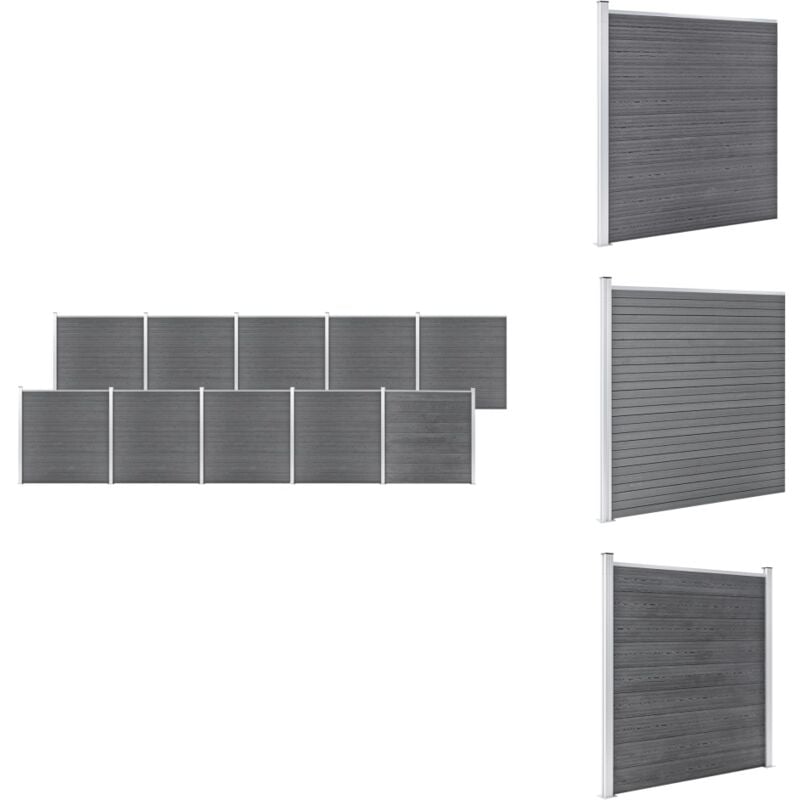 Vidaxl - Gartenzaun wpc 1737x186 cm Grau - Gartenzaun - wpc Zaun - Holz-Kunststoff-Zaun - Grauer Zaun - Freisitzabgrenzung
