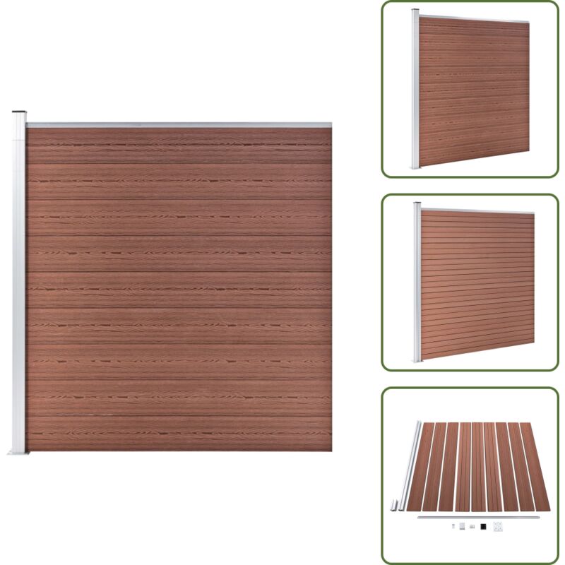 Gartenzaun wpc 175x186 cm Braun - Holz-Zaun - Gartenzaun - WPC-Zaun - Privacy Screen - Zaunset