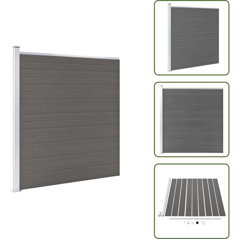 Gartenzaun wpc 175x186 cm Grau - Gartenzaun - wpc Zaun - Grauer Zaun - Terrasse Zaun - Privacy Schutz