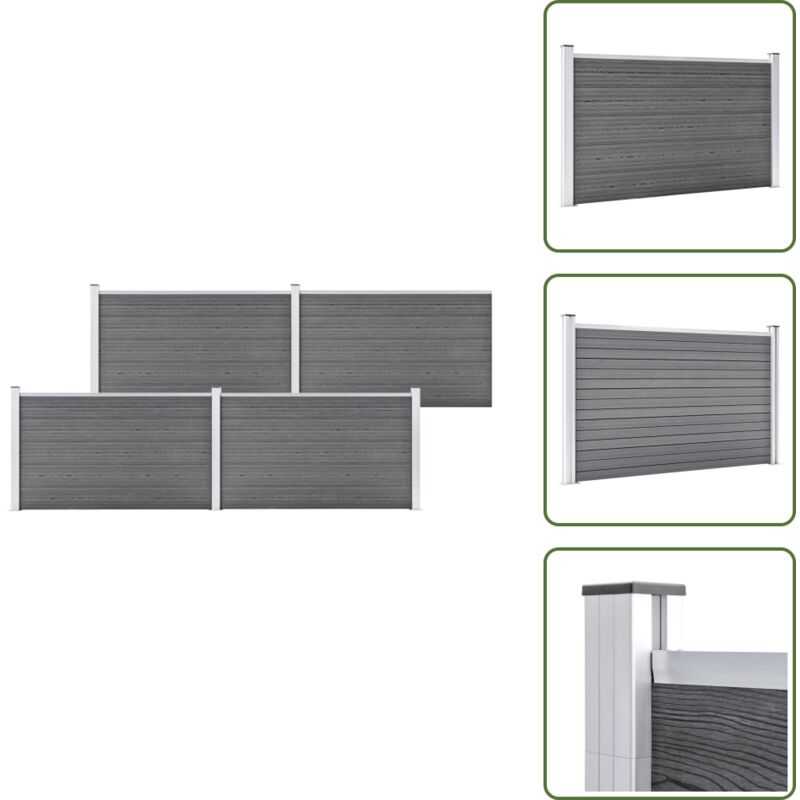 Gartenzaun WPC 699x106 cm Grau - Gartenzaun - WPC Zaun - Holz-Kunststoff-Zaun - Grauer Zaun - Terrasse Zaun