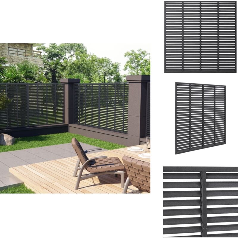 Lamellenzaun wpc 180x180 cm Grau - Holz-Kunstoff-Zaun - WPC-Zaun - Gartenzaun - Sichtschutzzaun - Windschutzzaun