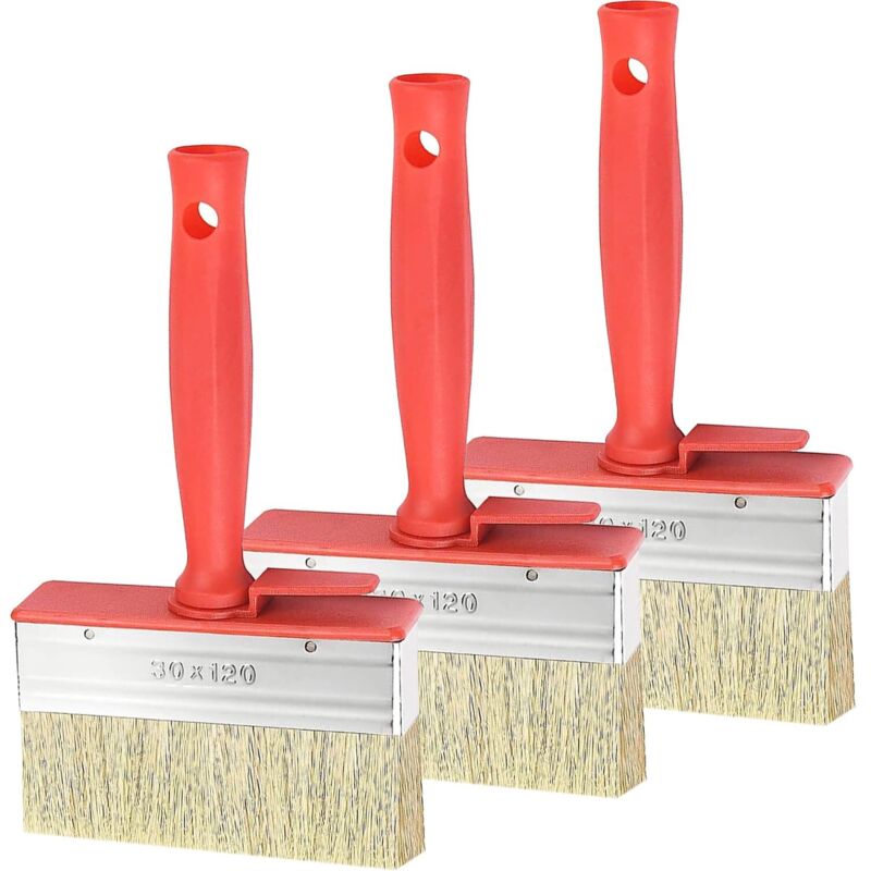 Zaunpinsel, Flachpinsel 30 x 120 mm, Malerpinsel mit Kunststoffgriff, Beizpinsel für Terrassendielen, Zäune, Schuppen, Gartenhaus und Zäune für Holz,