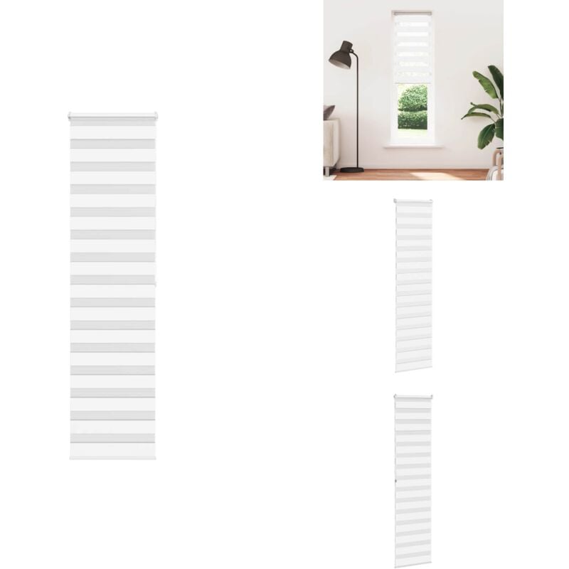 Zebrarollo Weiß 65x200 cm Stoffbreite 60,9 cm Polyester - Zebra-Jalousie - Zebra-Jalousien - Zebra-Rollo - Doppelrollo