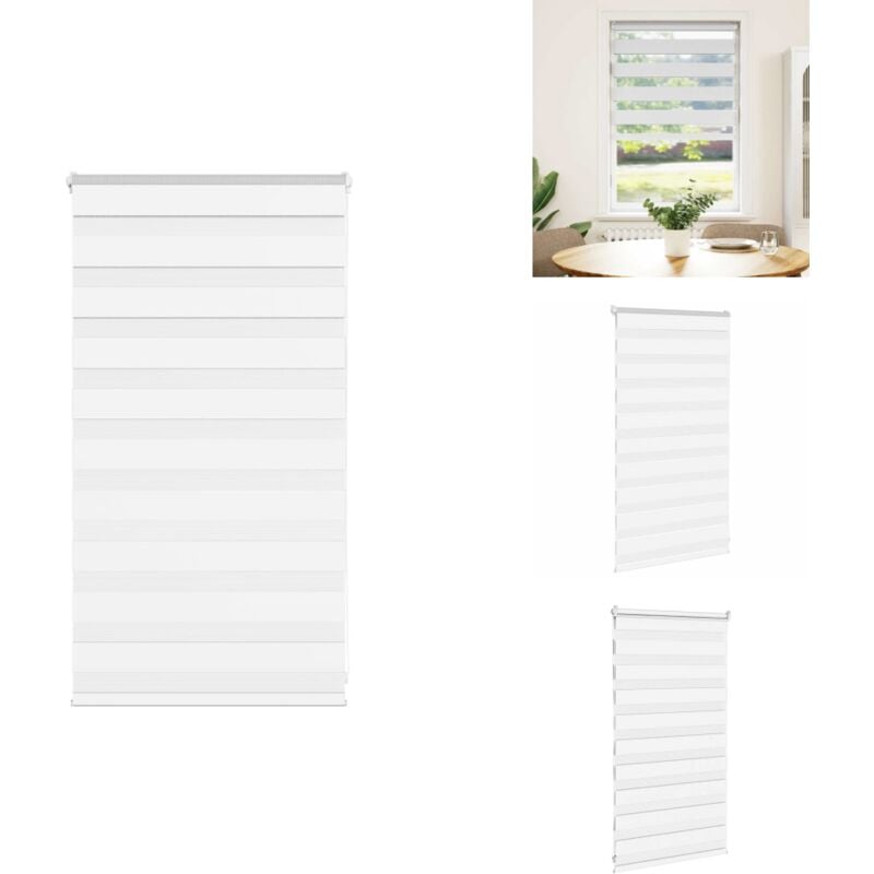 Zebrarollo Weiß 75x100 cm Stoffbreite 70,9 cm Polyester - Zebra-Jalousie - Zebra-Jalousien - Zebra-Rollo - Doppelrollo