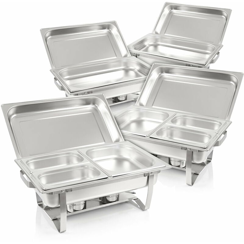 Mahlzeit Chafing dish Profi Set 'Grenoble', 4x Edelstahl Warmhaltebehälter Essen, 30 teilig