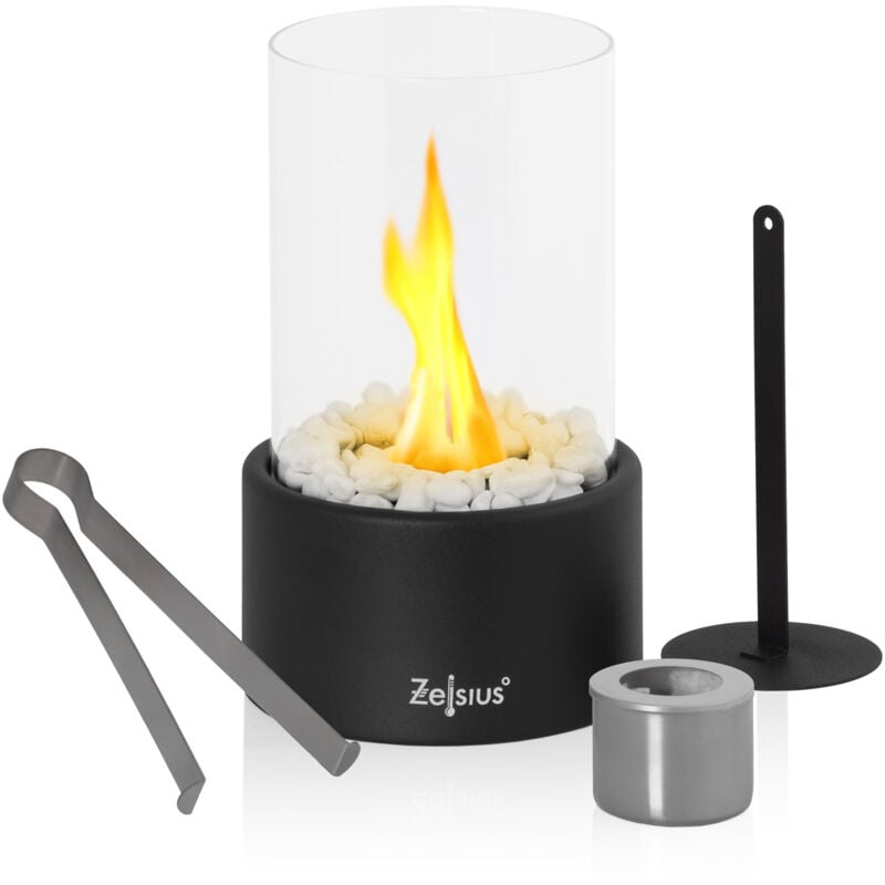Tischkamin für Indoor und Outdoor Schwarz ø 16,5 x 27 cm Ethanol - Zelsius