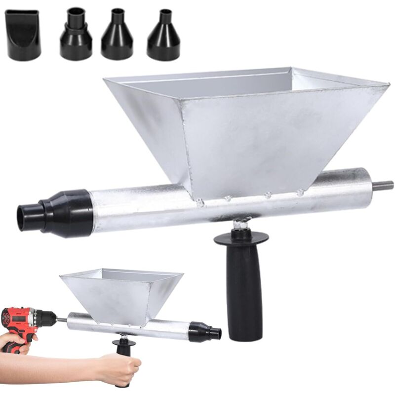 Zementkartuschenpistole, elektrische Mörtel-Fugenpistole, elektrische Zementpistole, Edelstahl-Zementmörtelpistole mit 4 Düsen (keine elektrische