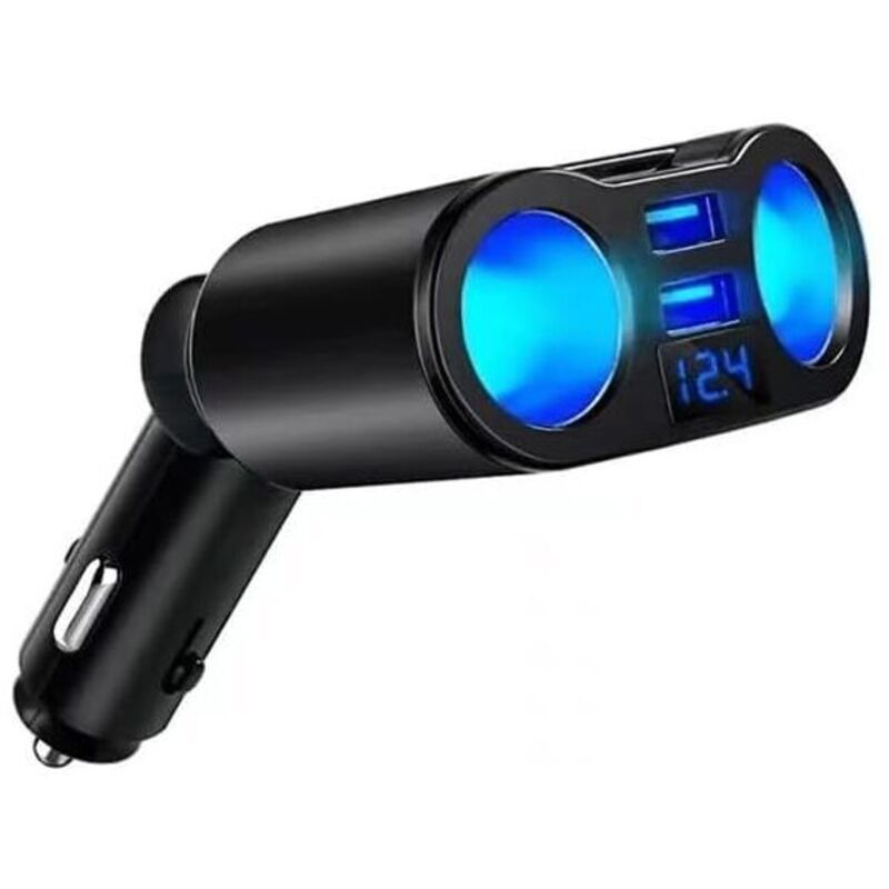 Zigarettenanzünder-Splitter-Adapter, Dual-USB-Autoladegerät, 2 Ausgänge 12 V/24 v mit LED-Voltmeter-Schalter für Handy, Tablet, gps, Dashcam