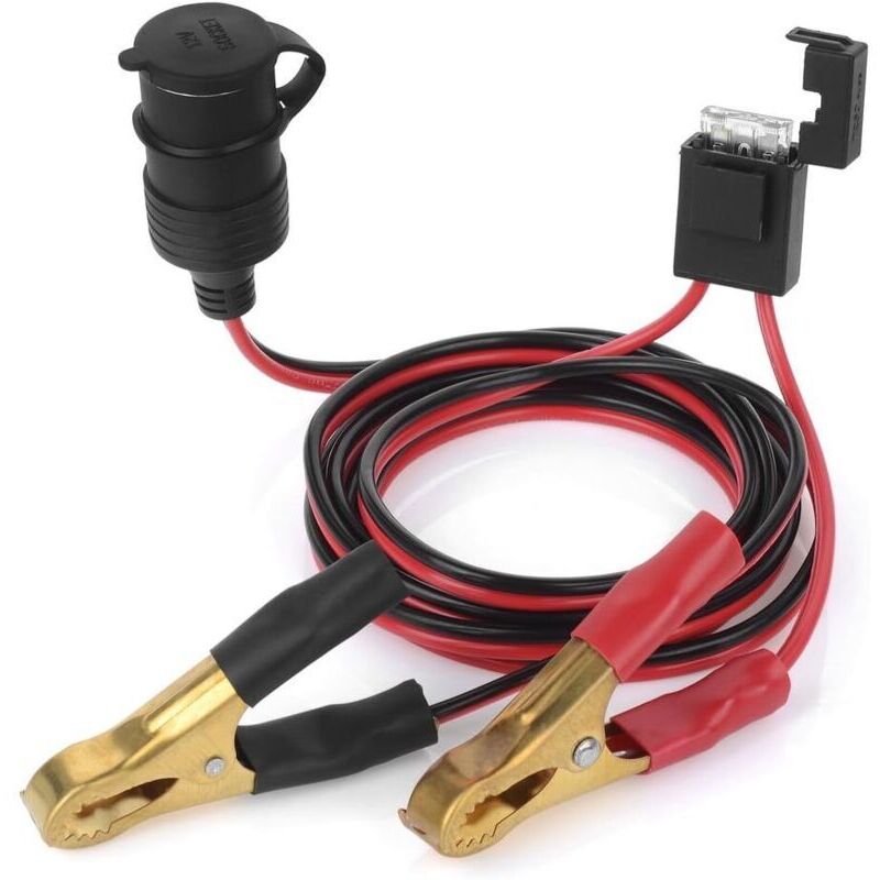 Zigarettenanzünder-Verlängerungskabel mit Krokodilklemme, 2 m, 12 V, 14 AWG, 25 A Adapter für Mobiltelefon, Staubsauger, GPS