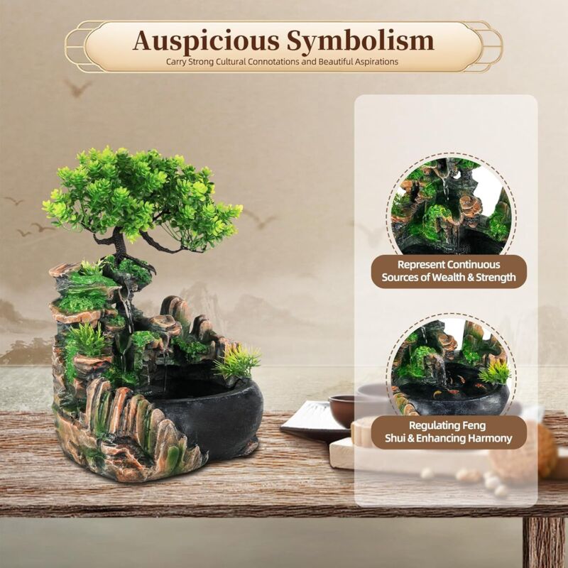 Zimmerbrunnen Grüne Pflanze Brunnen Gartenbrunnen Springbrunnen Led Beleuchtung Outdoor Brunnen Wasserfall Dekoration