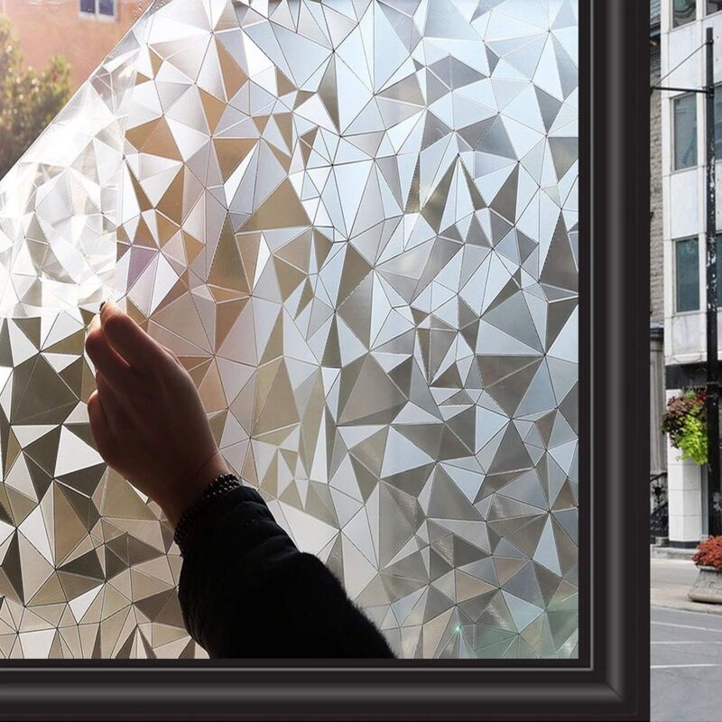 Zindoo Fensterfolie, selbstklebende Fensterfolie, dekorativer Fensteraufkleber für Zuhause, Büro, Schlafzimmer, Küche, Türen, 44,5 x 200 cm