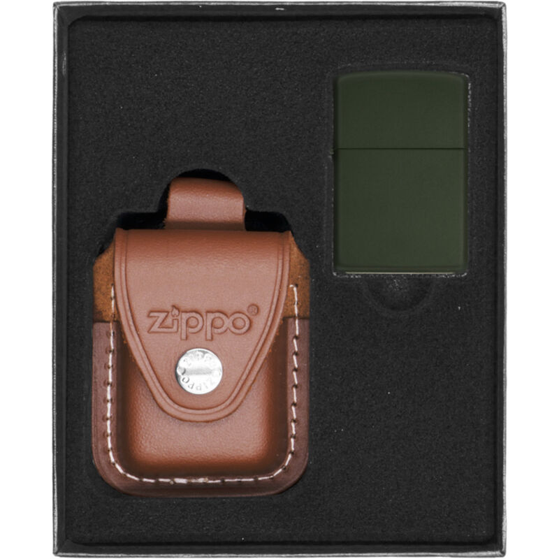 ZIPPO Feuerzeug GRÜN MATT Geschenkset Nr. 2