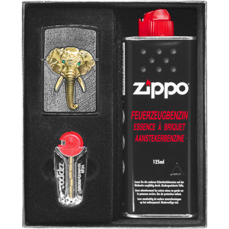 ZIPPO Feuerzeug Set ELEFANT TRI COLOUR Geschenk Nr. 1