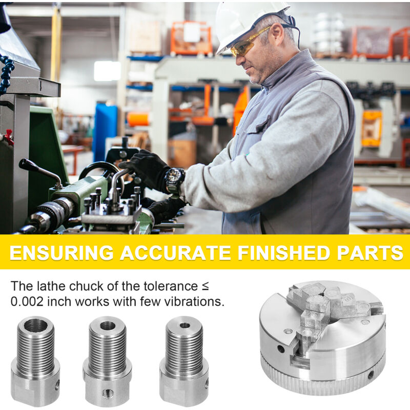 ZJchao Drehbankfutter, Metall-Drehbankfutter 3 Backen/4 Backen, manuell selbstzentrierend, mit