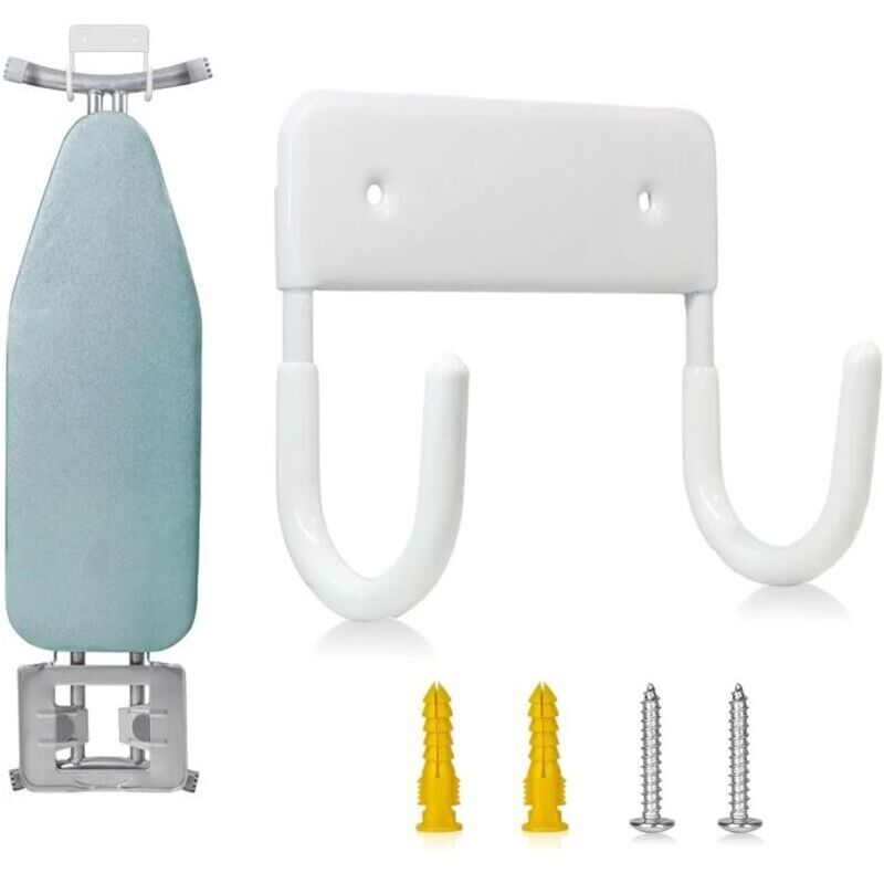 Zoll Bügelbretthalter zur Wandmontage (weiß), Bügelbrett-Aufbewahrungsregal zur Wandmontage, Bügelbretthalter zur Wandmontage für Waschküche