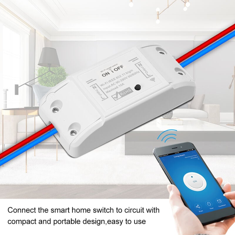 Zoternen - Wi-Fi Smart Switch, kompatibel mit Amazon Alexa und Home Timer, 10 A/2200 w kabellose Fernbedienung, Android/IOS-App-Steuerung,