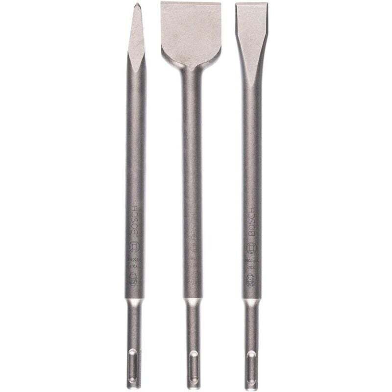 Zubehör 3-teiliges SDS-Plus-Meißelset (für Beton und Mauerwerk, Zubehör für Schlagbohrmaschinen) Silber
