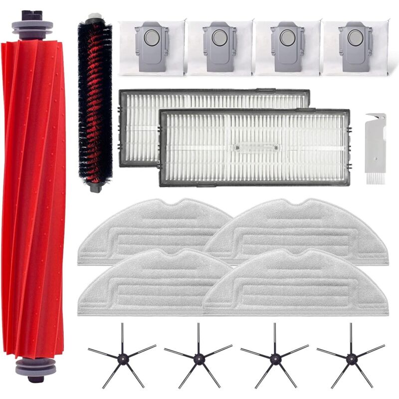 Zubehör-Set für Roborock S7 Pro Ultra/Roborock S7 MaxV Ultra, 1 Walzenbürste, 1 selbstreinigende Bürste, 2 Hepa-Filter, 4 Seitenbürste, 4