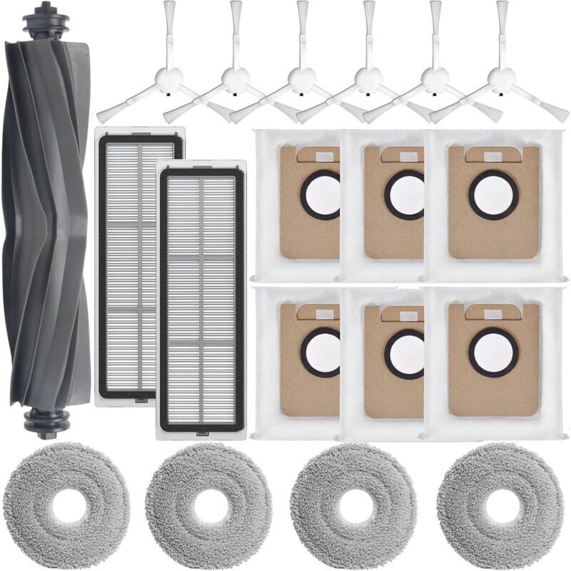 Bluedeer - Zubehörset für Dreame L10s Ultra/L10 Ultra/L10 Prime Roboter-Staubsauger, 1 Hauptbürste, 2 Filter, 4 Reinigungspads, 6 Seitenbürsten, 6