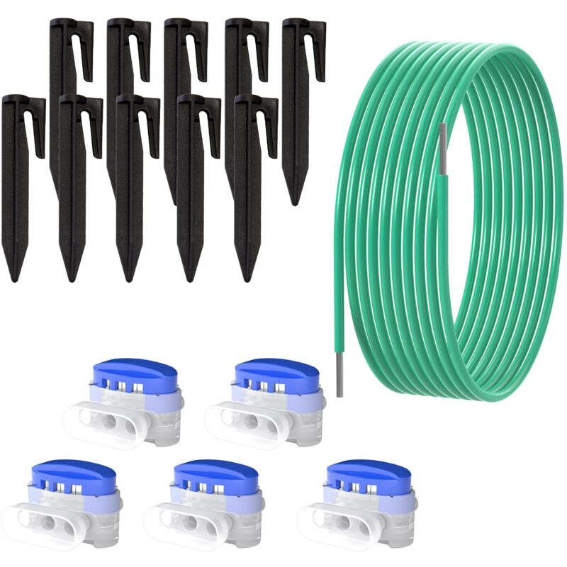Ecence - Zubehör Reparatur-Set Mähroboter 3m Begrenzungskabel + 5x Verbinder+ 10x Haken