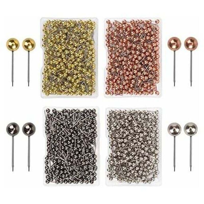 ZVD-1000 Stück Pinnnadeln für Karten, Pinnnadeln für Karten, Reißzwecken, Pinnnadeln für Korktafeln, Stoffmarkierungen, 1/8 Zoll Metall-Rundkopf