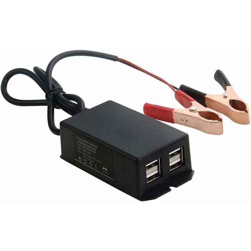 ZVD-12 V 24 V auf 5 V USB-Netzteil, wasserdichtes Motorrad-Handy-Ladegerät, USB-Motorrad-Ladegerät, Motorrad-USB-Ladeadapter mit Krokodilklemme